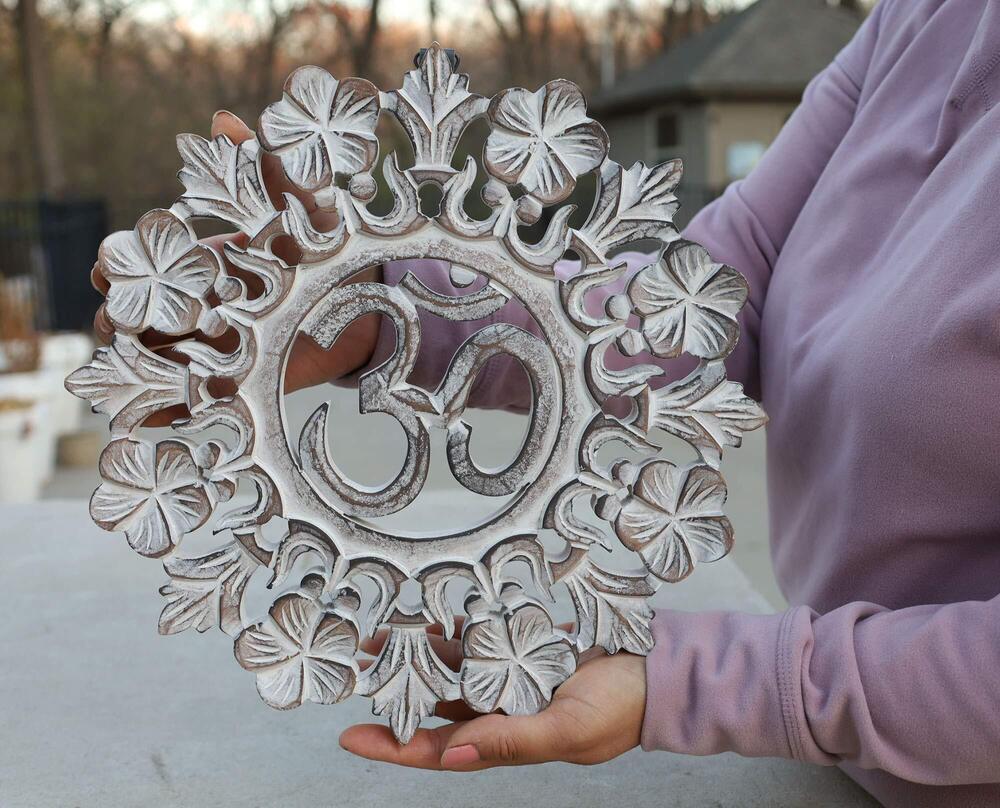 7274 Handcrafted Wooden Om Wall Decor Hanging Art